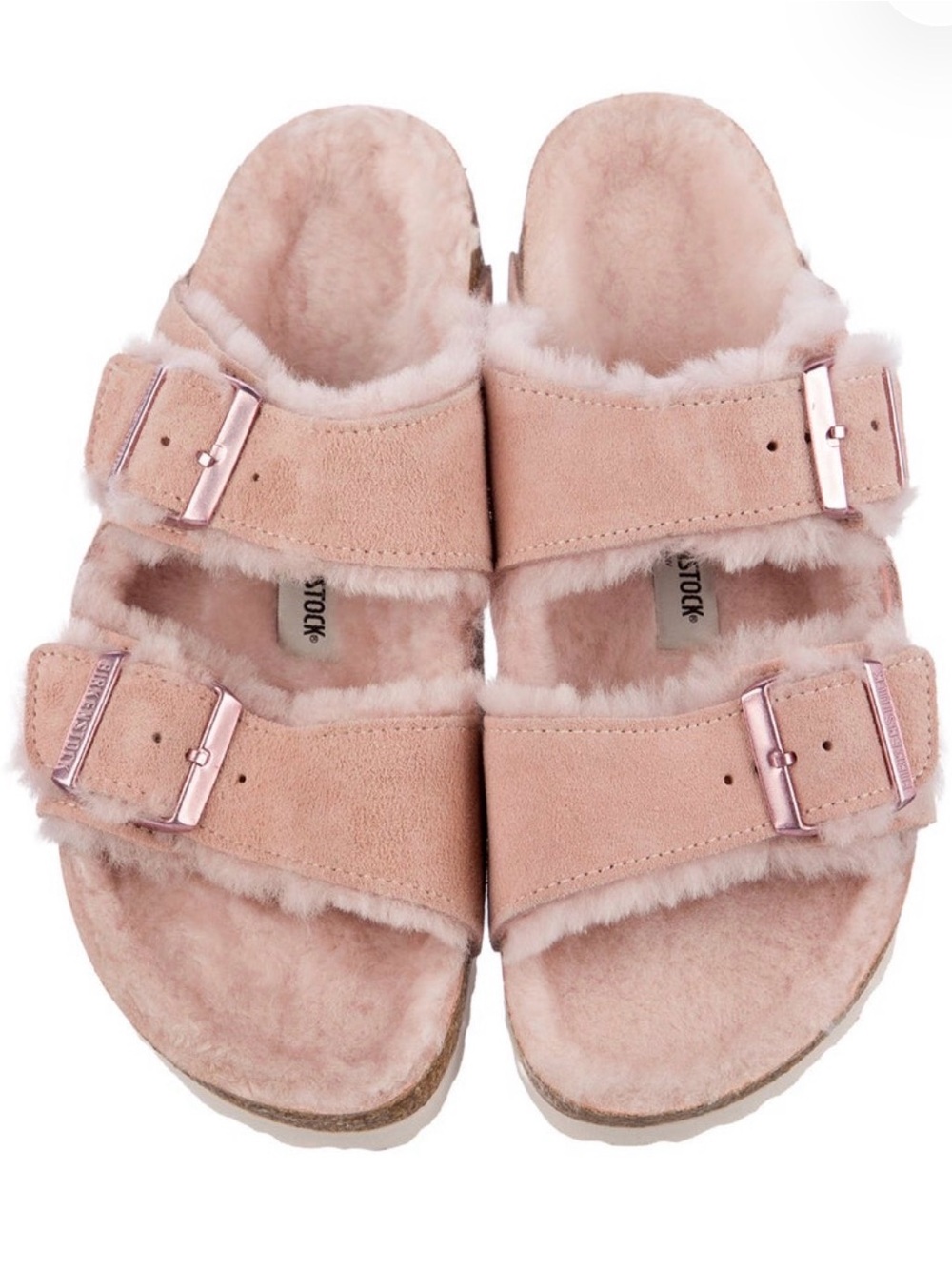 Birkenstock pink suede shearling sandals size 9